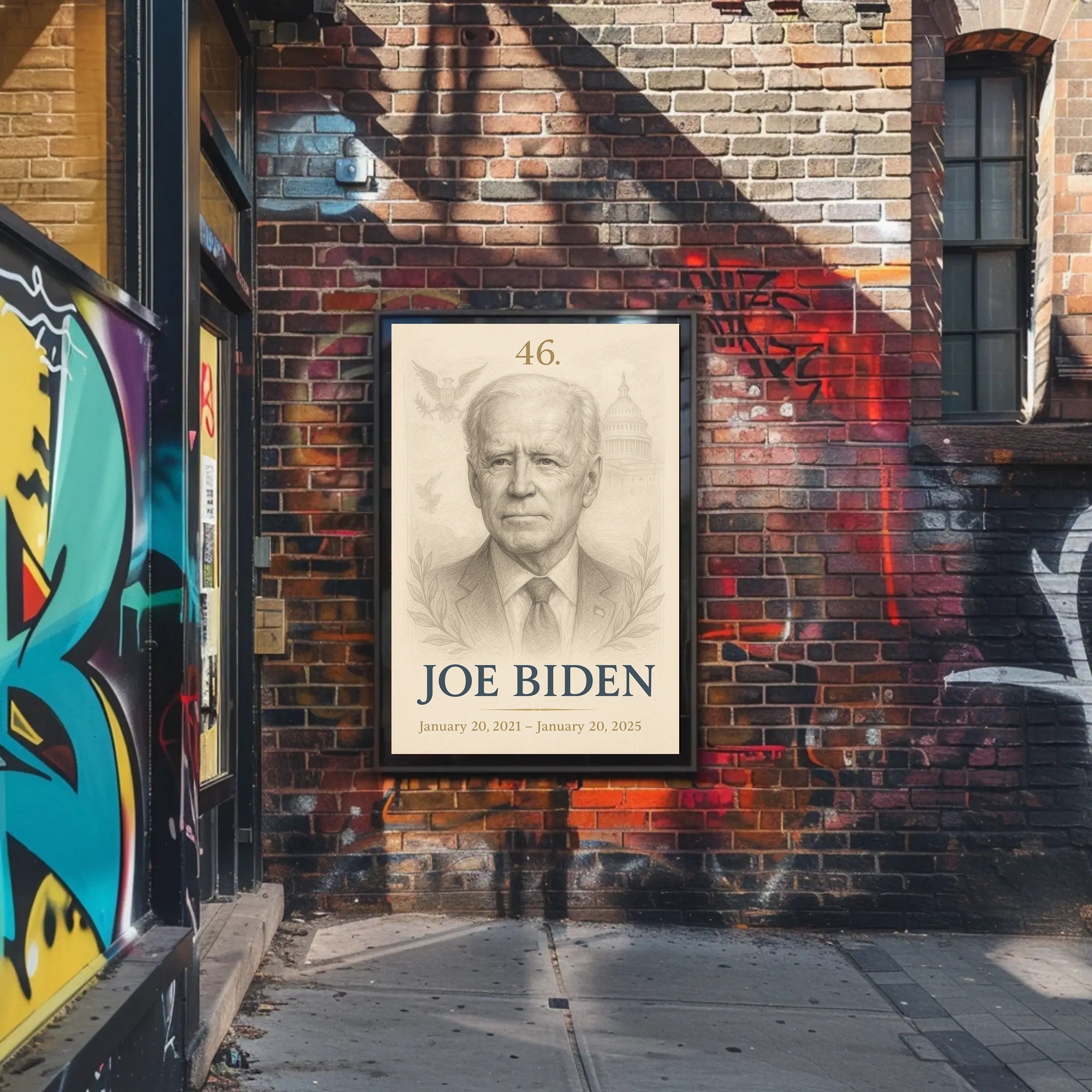 Joe Biden 46th President Sketch Poster Art Print for Home Decor PosterGoat