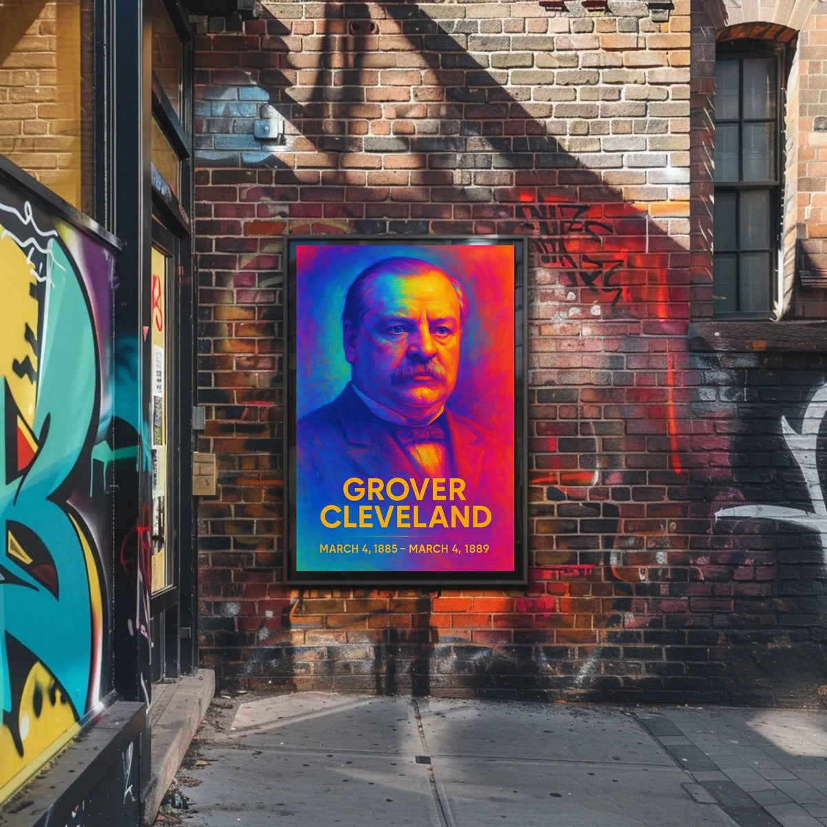 Grover Cleveland 22nd President of the United States Neon Gradient Overlay Poster