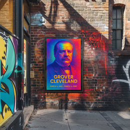 Grover Cleveland 22nd President of the United States Neon Gradient Overlay Poster