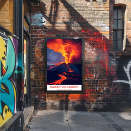 Erupting Volcano Art: Hawai'i National Park Poster