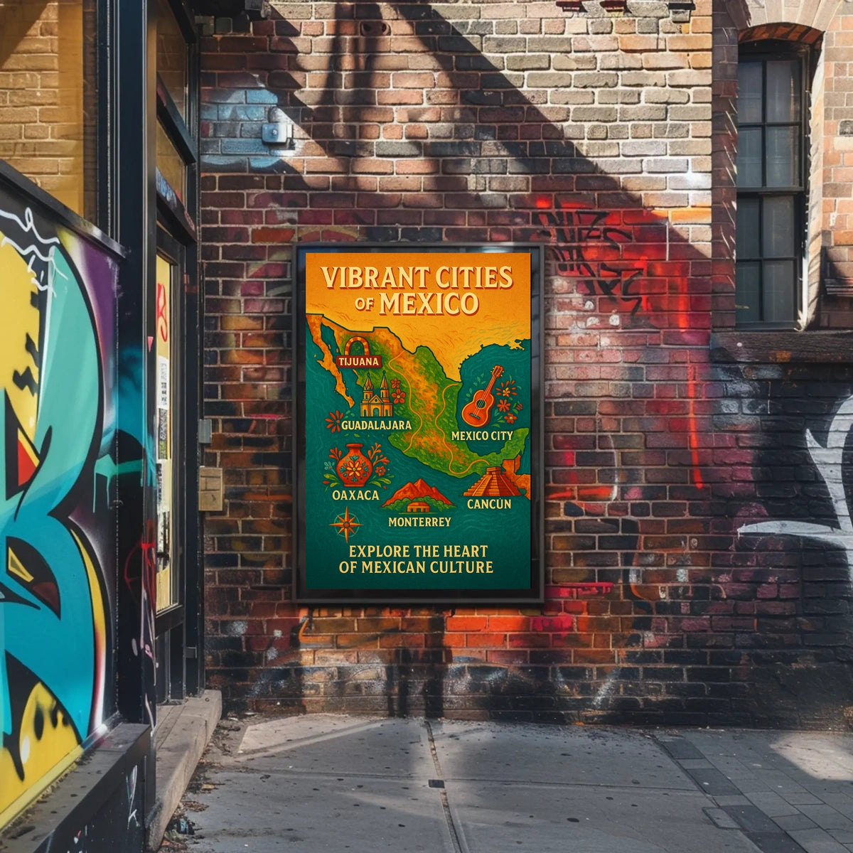 Vibrant Cities of Mexico Poster