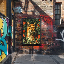 Majestic Cougar in Bloom Wall Art Print
