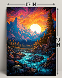 Vibrant Mountain Sunset Poster PosterGoat