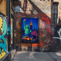 New York City Neon Cityscape Poster Modern Wall Art