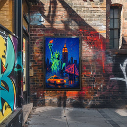 New York City Neon Cityscape Poster Modern Wall Art