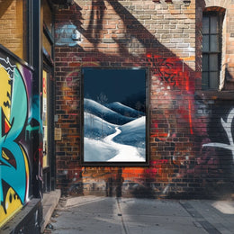 Winter Night Serenity: Minimalist Landscape Art Poster