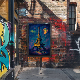 Eiffel Tower in Dreamlike Surrealism Artistic Poster