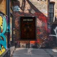Detroit Skyline Celebration: Vintage Urban or Cityscape Poster