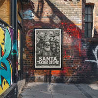Santa Selfie Retro Poster: North Pole Fun