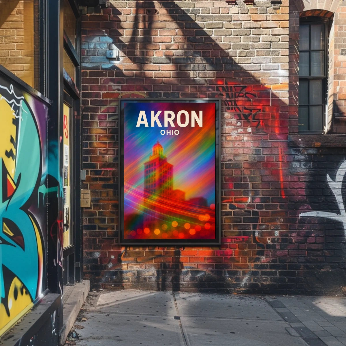 Akron, Ohio Vibrant Cityscape Poster