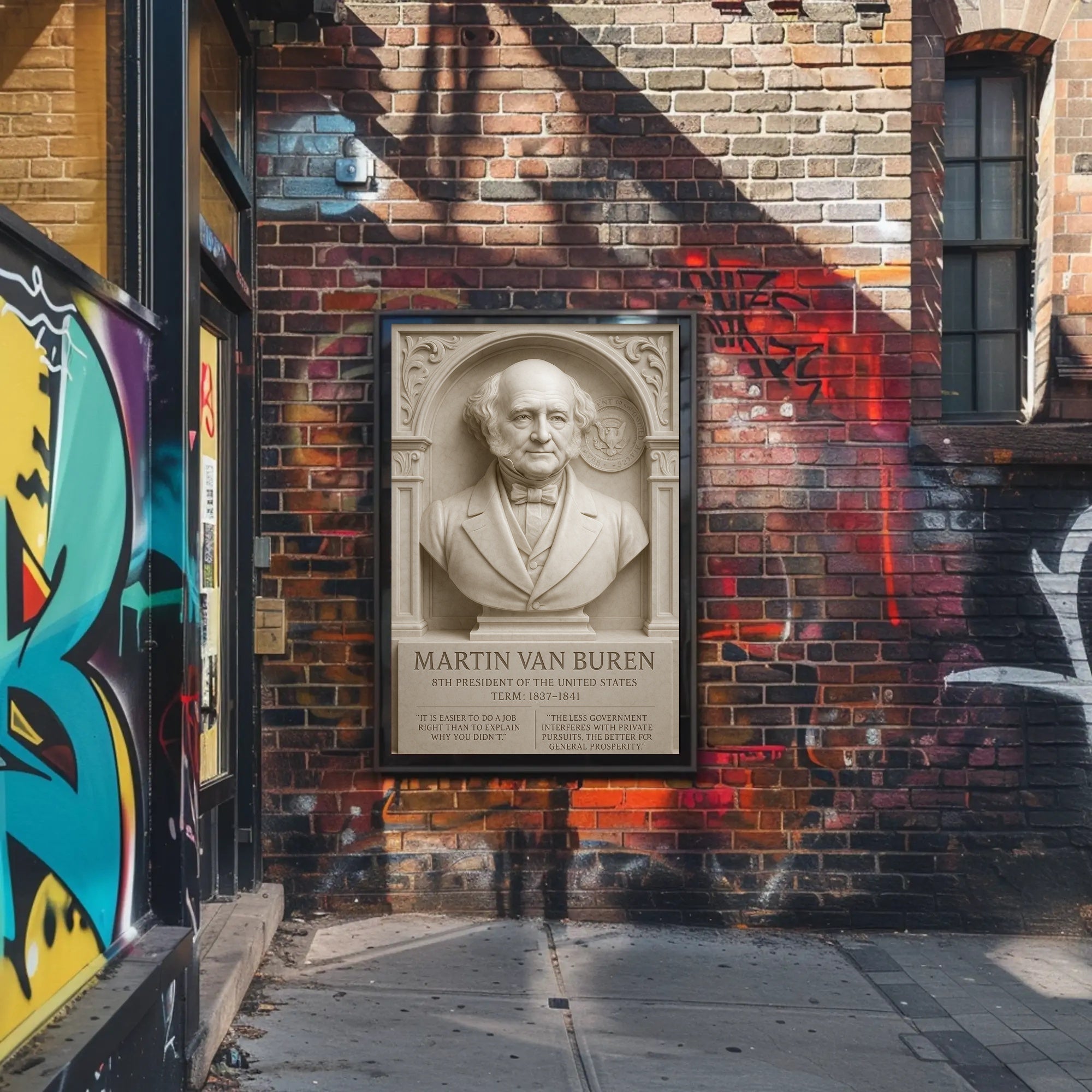 Martin Van Buren Bust Vintage Historical Presidential Poster