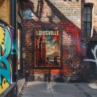 Louisville Clock Tower Cityscape Vintage Expressionism Poster