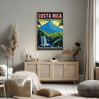 Costa Rica Arenal Volcano National Park Vintage Style Poster