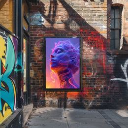 Vibrant Surreal Face with Futuristic Design Artistic Poster PosterGoat