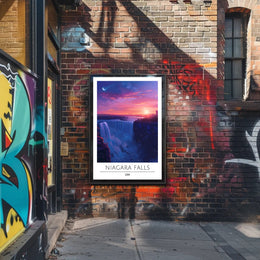Niagara Falls Sunset Travel Poster