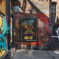 Seattle Space Needle Vintage Night Urban or Cityscape Poster