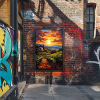 Sunset Over The Vineyard Poster