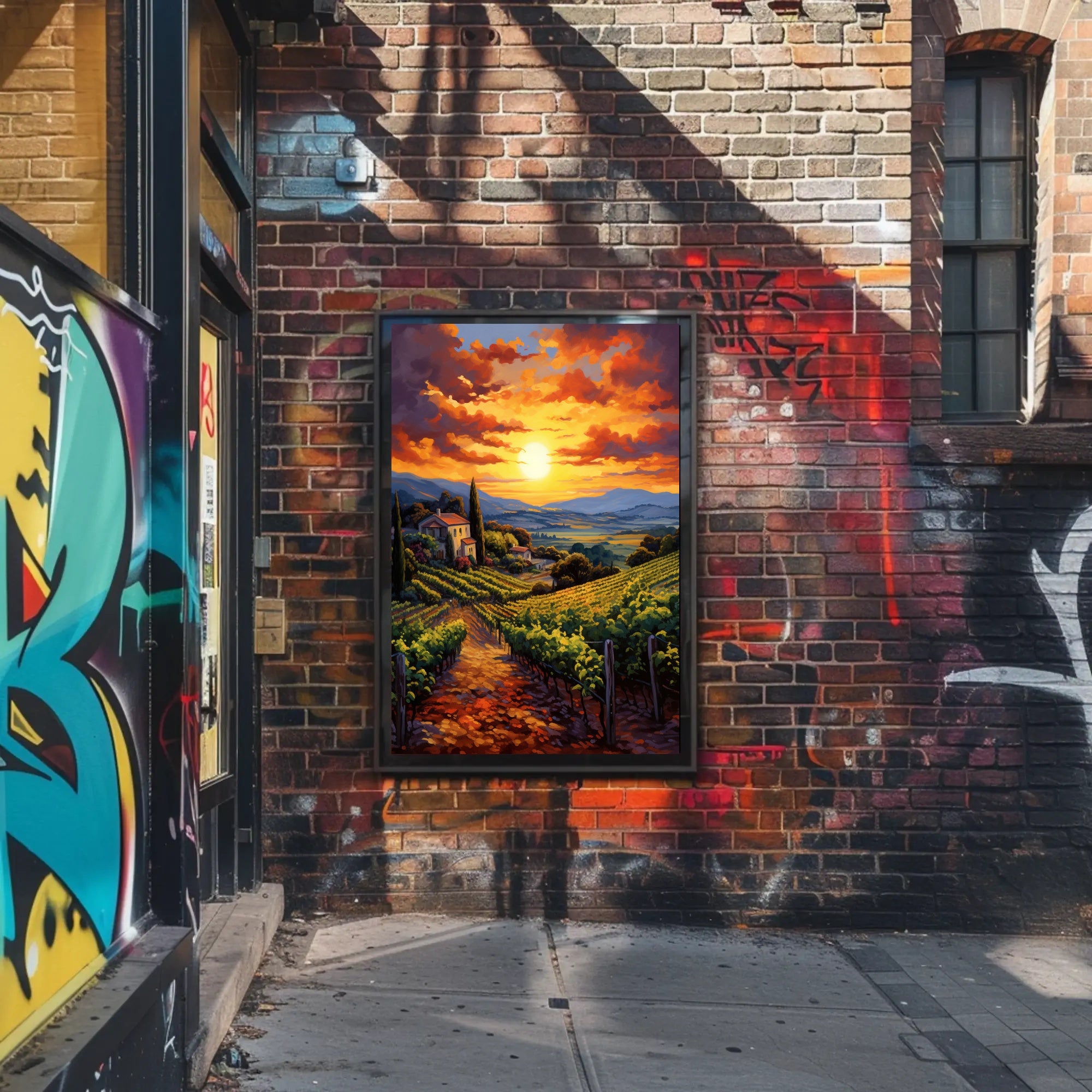 Sunset Over The Vineyard Poster