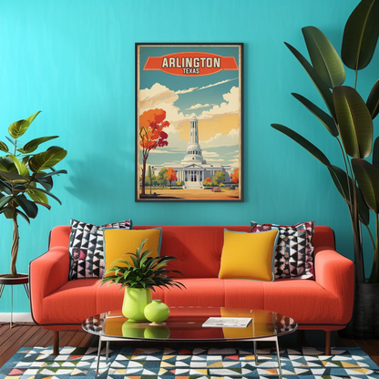Arlington Texas Grand Capitol Vintage Travel Poster