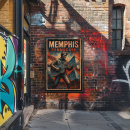 Memphis Music Heritage Guitar Retro 80s Poster