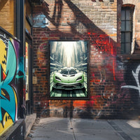 Futuristic Supercar in a Modern Cityscape Poster PosterGoat