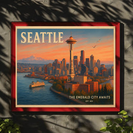 Welcome to Seattle Travel Poster Art Print