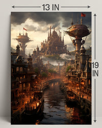 Steampunk Cityscape Poster