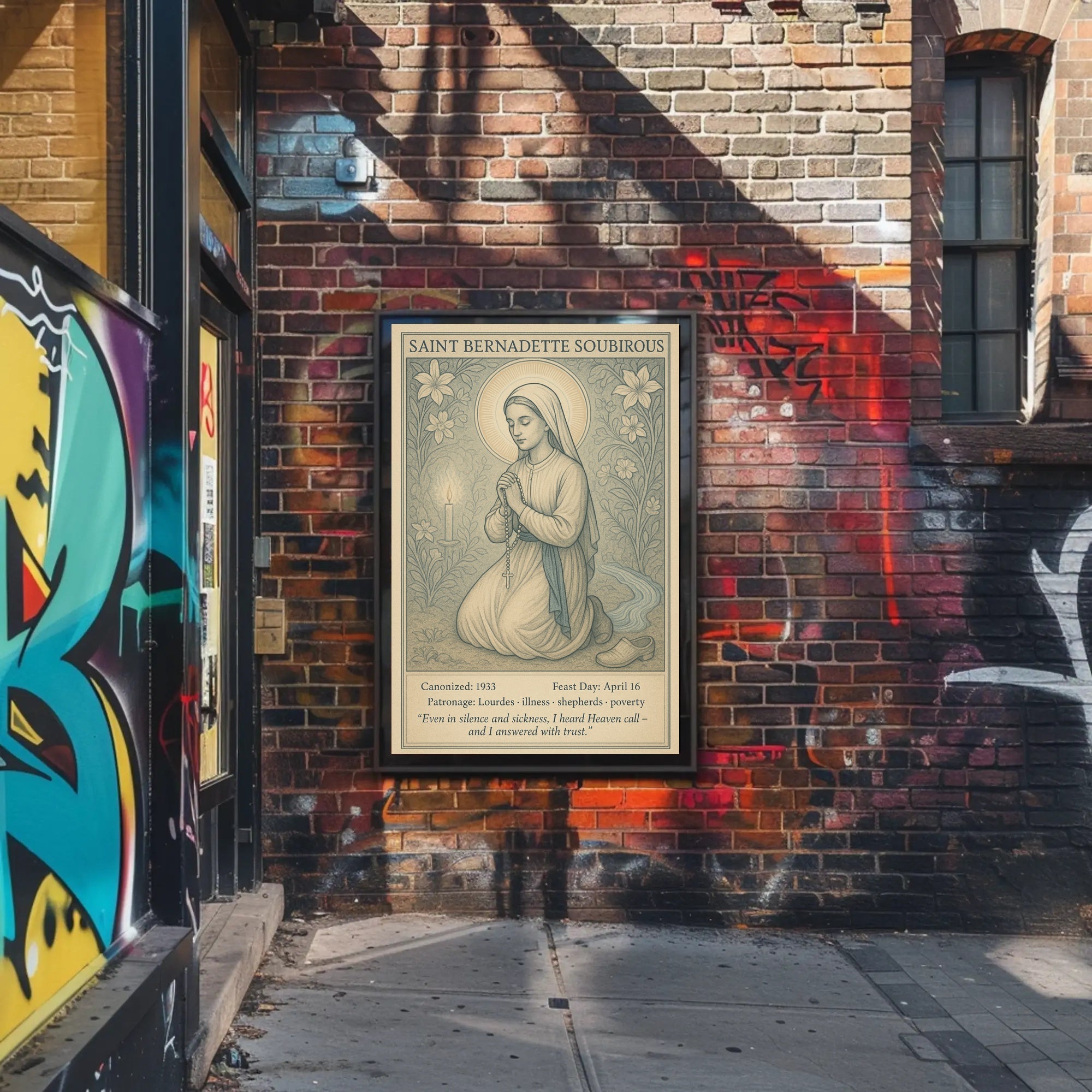 Saint Bernadette Prayer Vintage Cultural or Heritage Poster