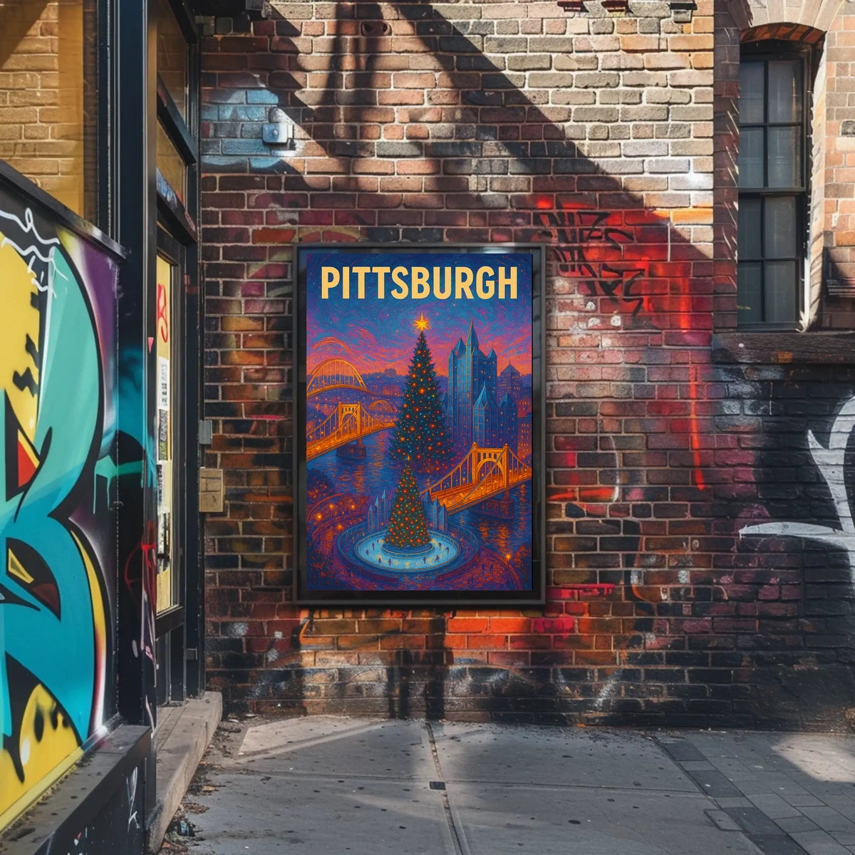 Pittsburgh Holiday Scene Poster