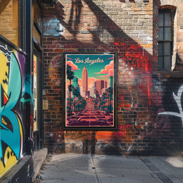 Los Angeles Retro Skyline Poster