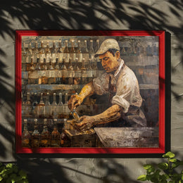 Vintage Bartender Craftsmanship Impressionistic Art Poster