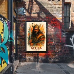 Attila the Hun Watercolor Warrior Art Poster