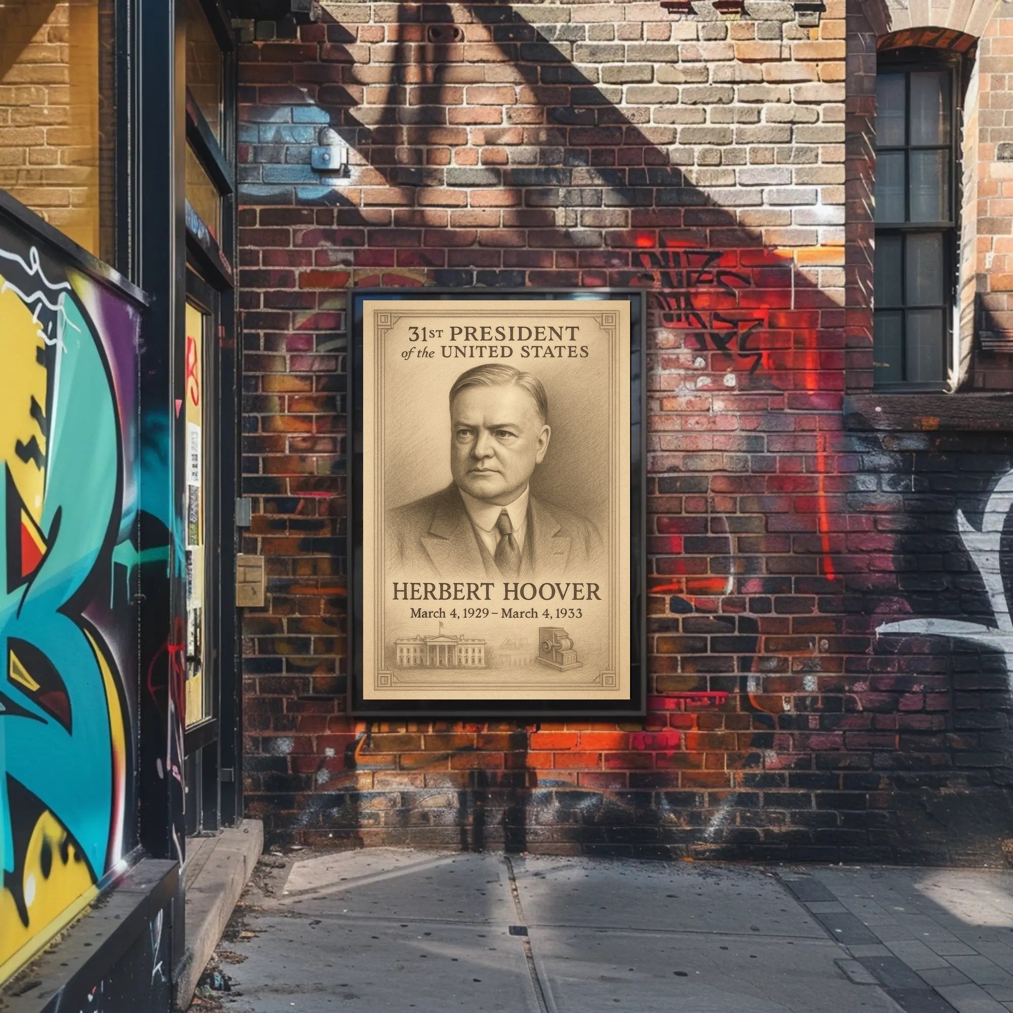 Herbert Hoover 31st President Sketch Poster Art Print for Home Decor PosterGoat