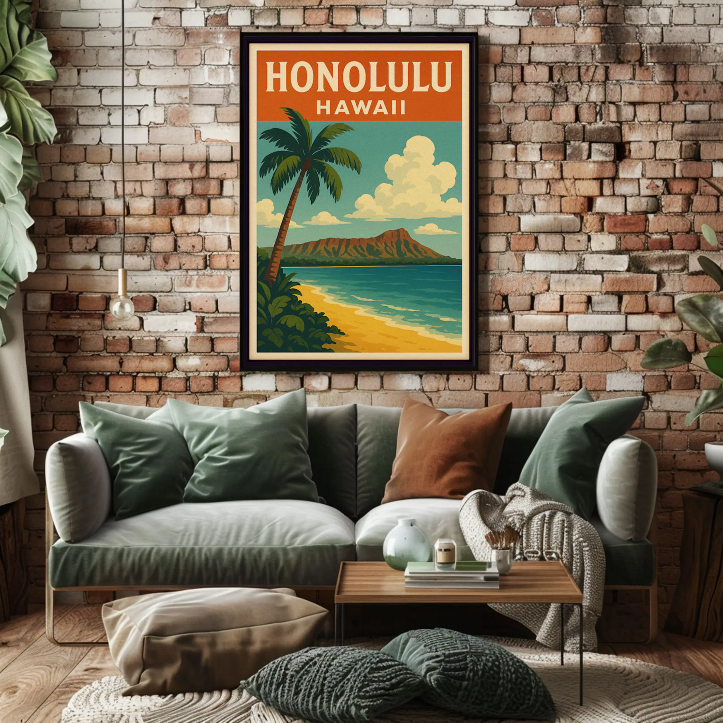 Honolulu Hawaii Diamond Head Beach View Poster
