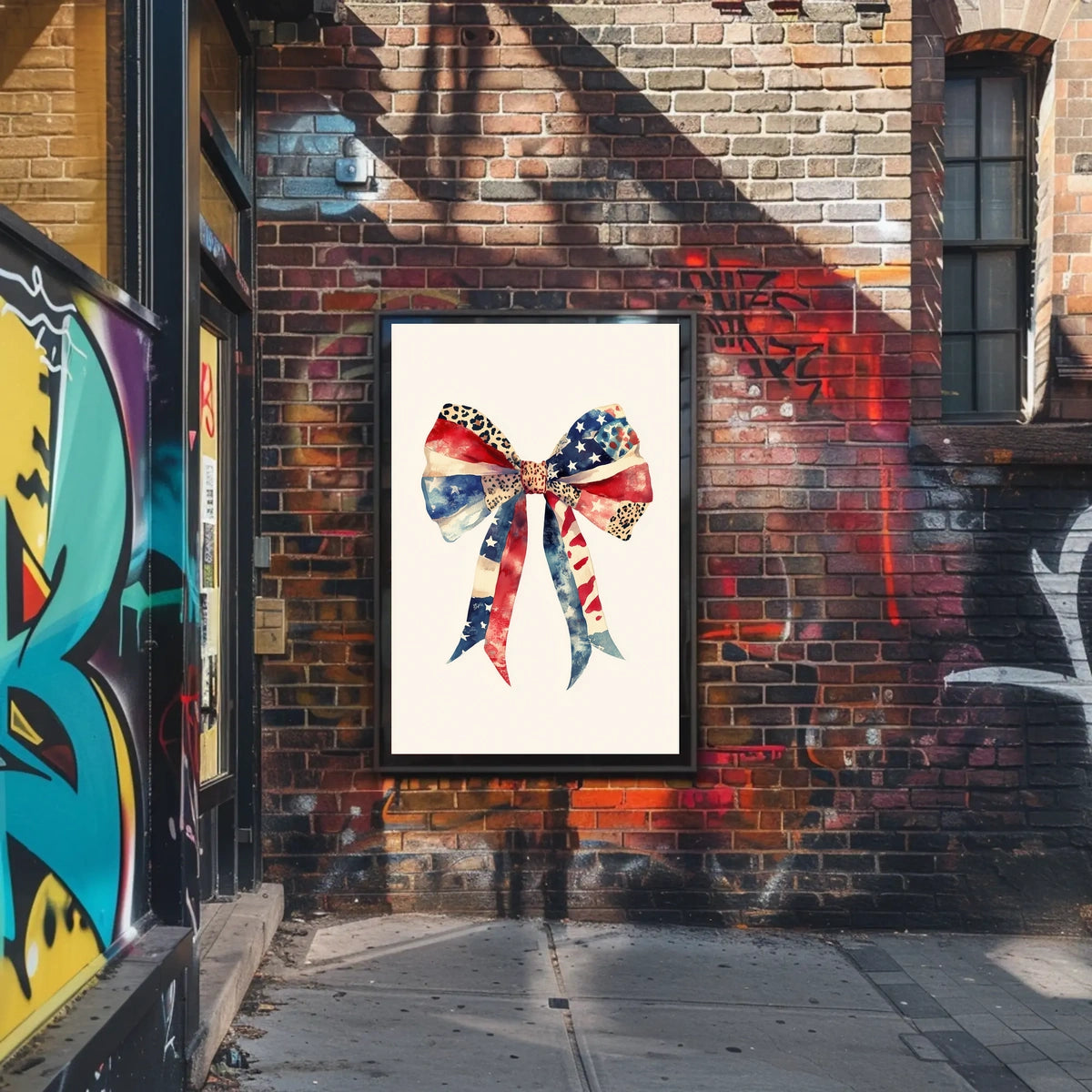 Large Coquette Bow American Flag Watercolor Art Poster