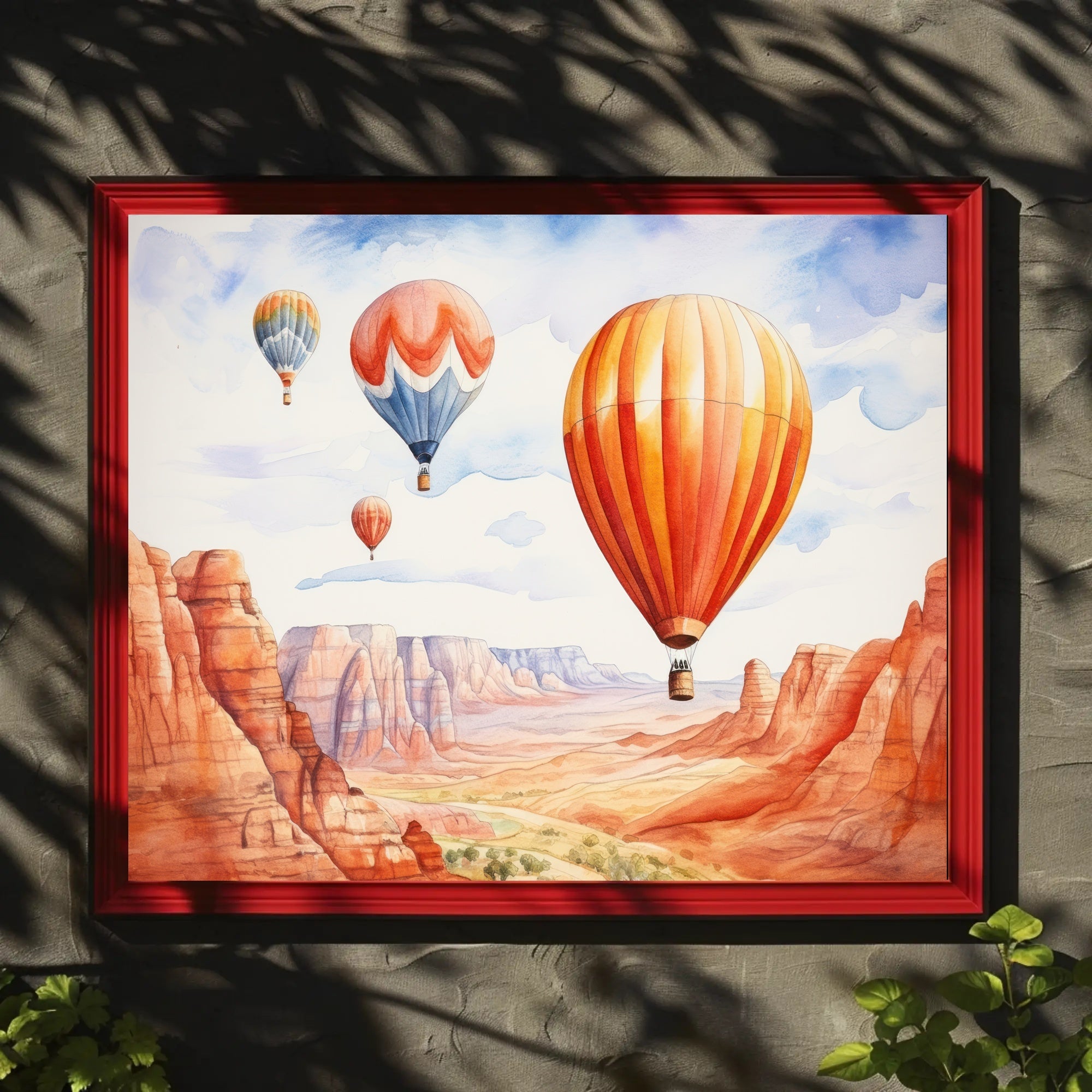 Hot Air Balloons Over Canyon Landscape Poster
