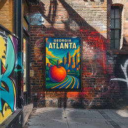Atlanta Skyline and Peach Poster