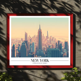 New York City Skyline Illustration Poster Modern Wall Art