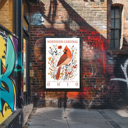 Northern Cardinal Ohio State Bird Art Poster
