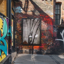 Winter Bird on Snow-Covered Lantern: Animal Poster