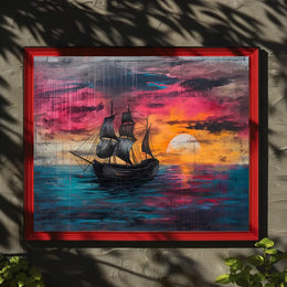 Majestic Black Sails at Sunset Art Poster