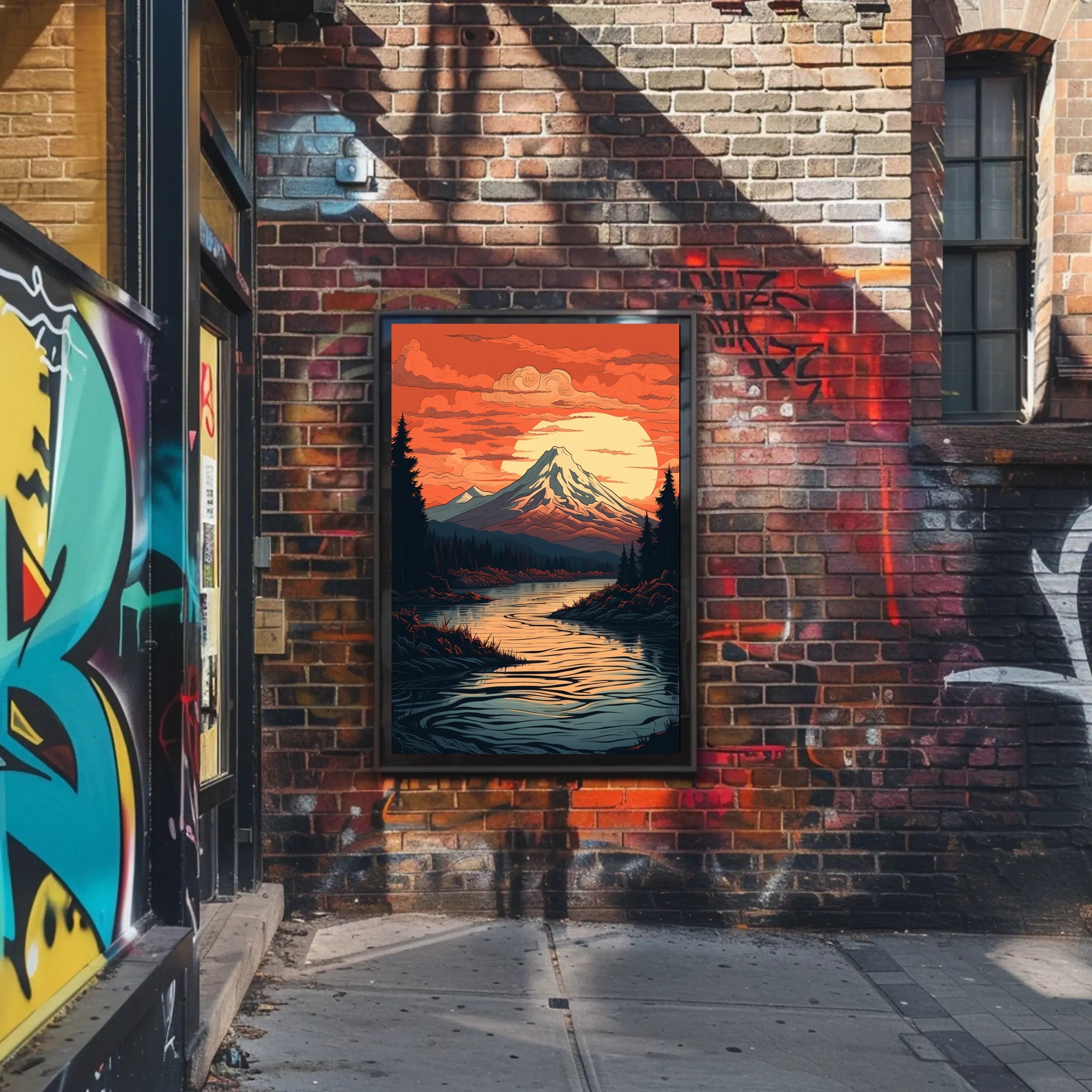 Serene Mountain Sunset Poster PosterGoat
