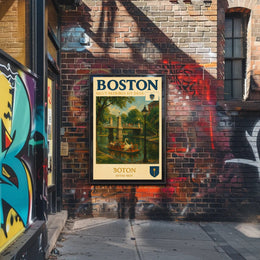 Boston Swan Boats Vintage Travel Poster