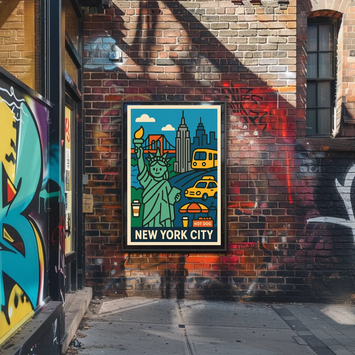 New York City Poster Vintage Cityscape Skyline Wall Art