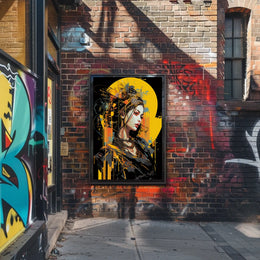 Futuristic Cyberpunk Woman Portrait Art Poster