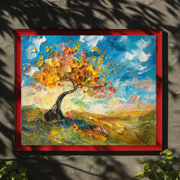 Vibrant Autumn Tree Impressionistic Art Poster Print