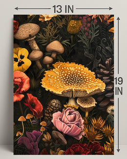 Botanical Mushroom Illustration Educational or Infographic Poster
