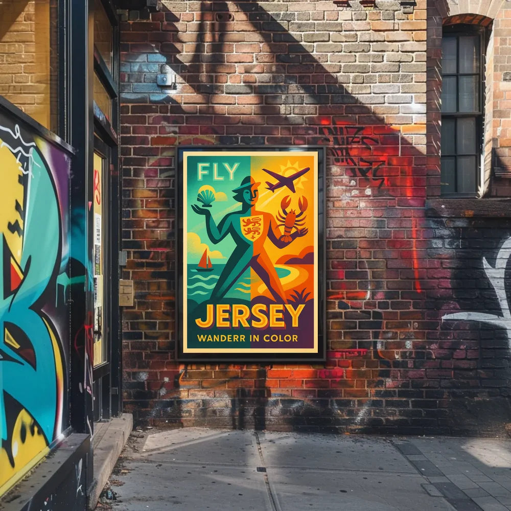 Jersey Adventure Awaits in Vibrant Travel Poster PosterGoat