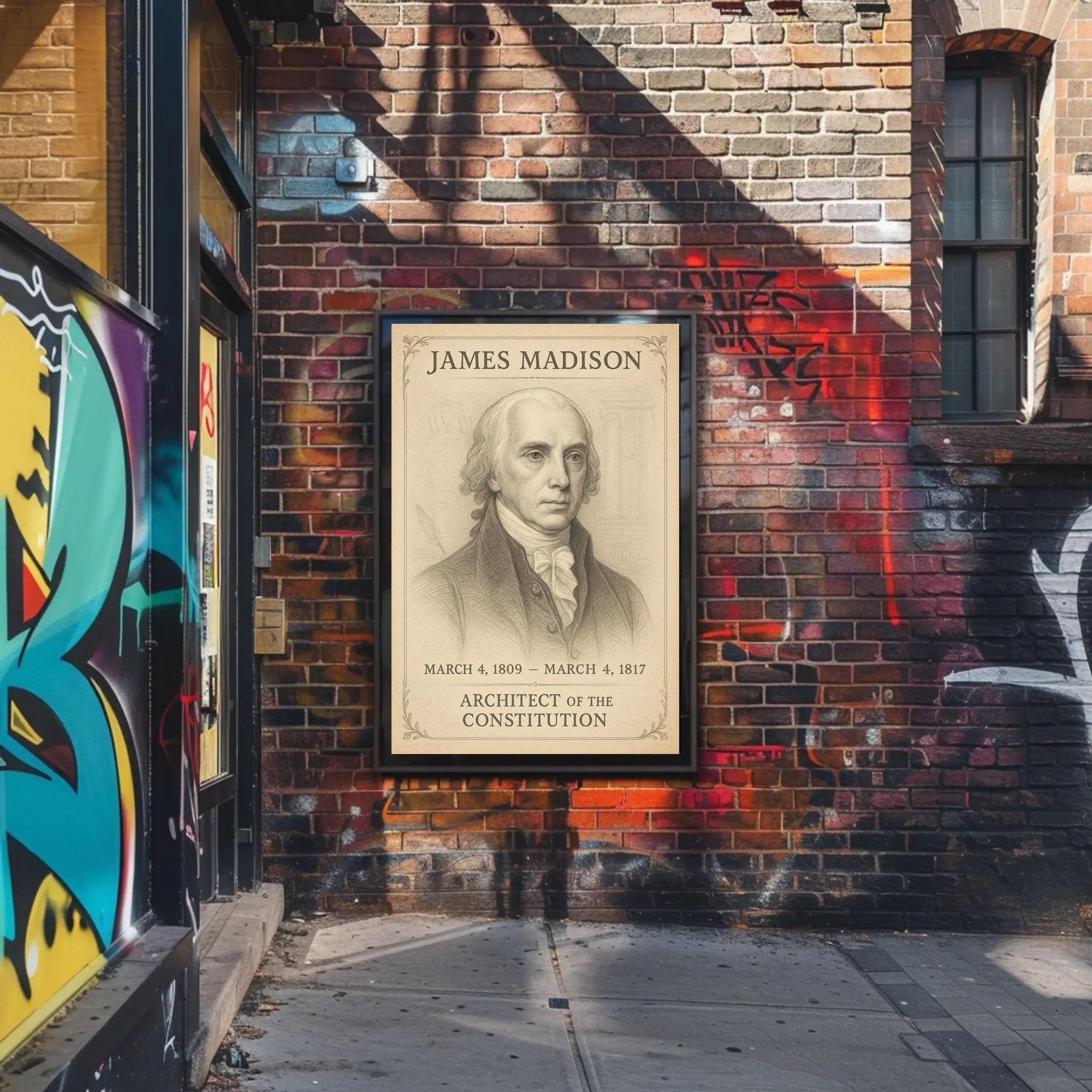 James Madison 4th President Sketch Poster Art Print PosterGoat