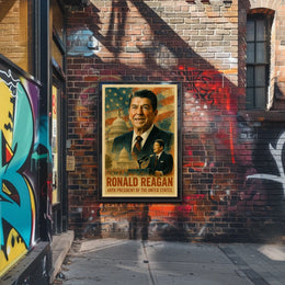 Ronald Reagan 40th President of the United States Layered Digital Collage Poster